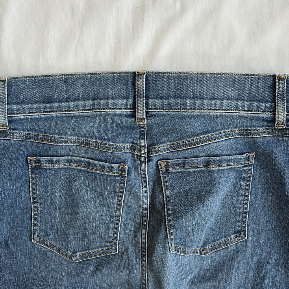 New Vintage Spanx Indigo Denim Blue Jeans Wide Leg Seamed Front Boho Women’s L - Picture 5 of 11
